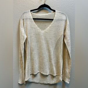 Lululemon Still Movement Linen Sweater Heathered Muslin Beige Cream Sz 6